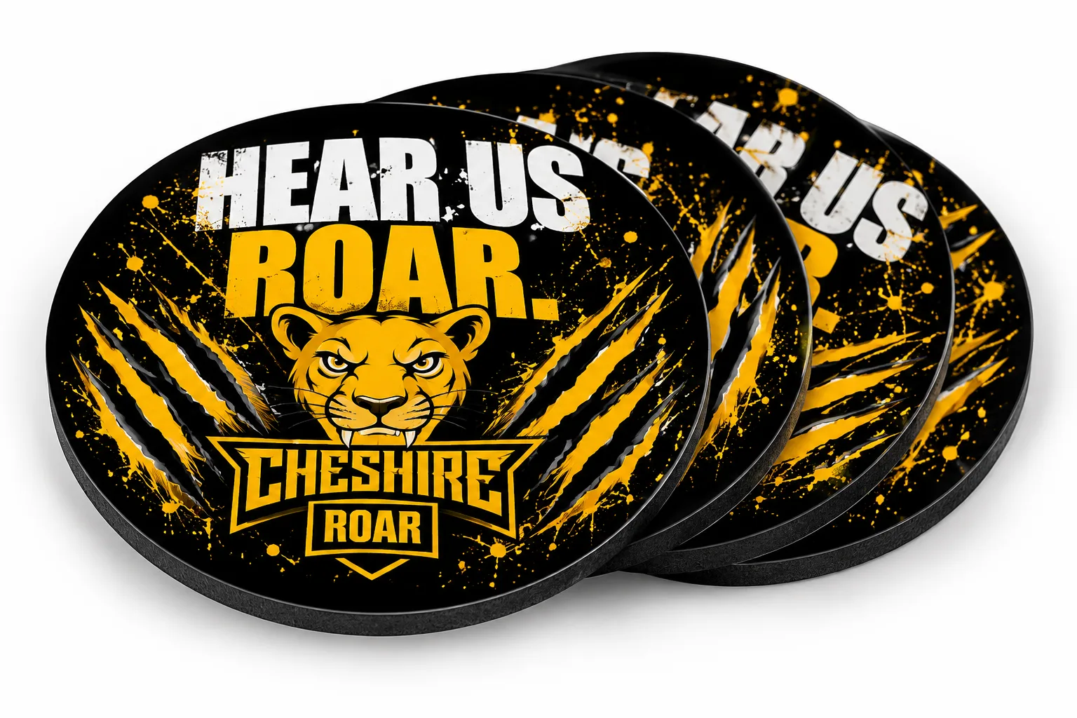 hear us roar neoprene coaster
