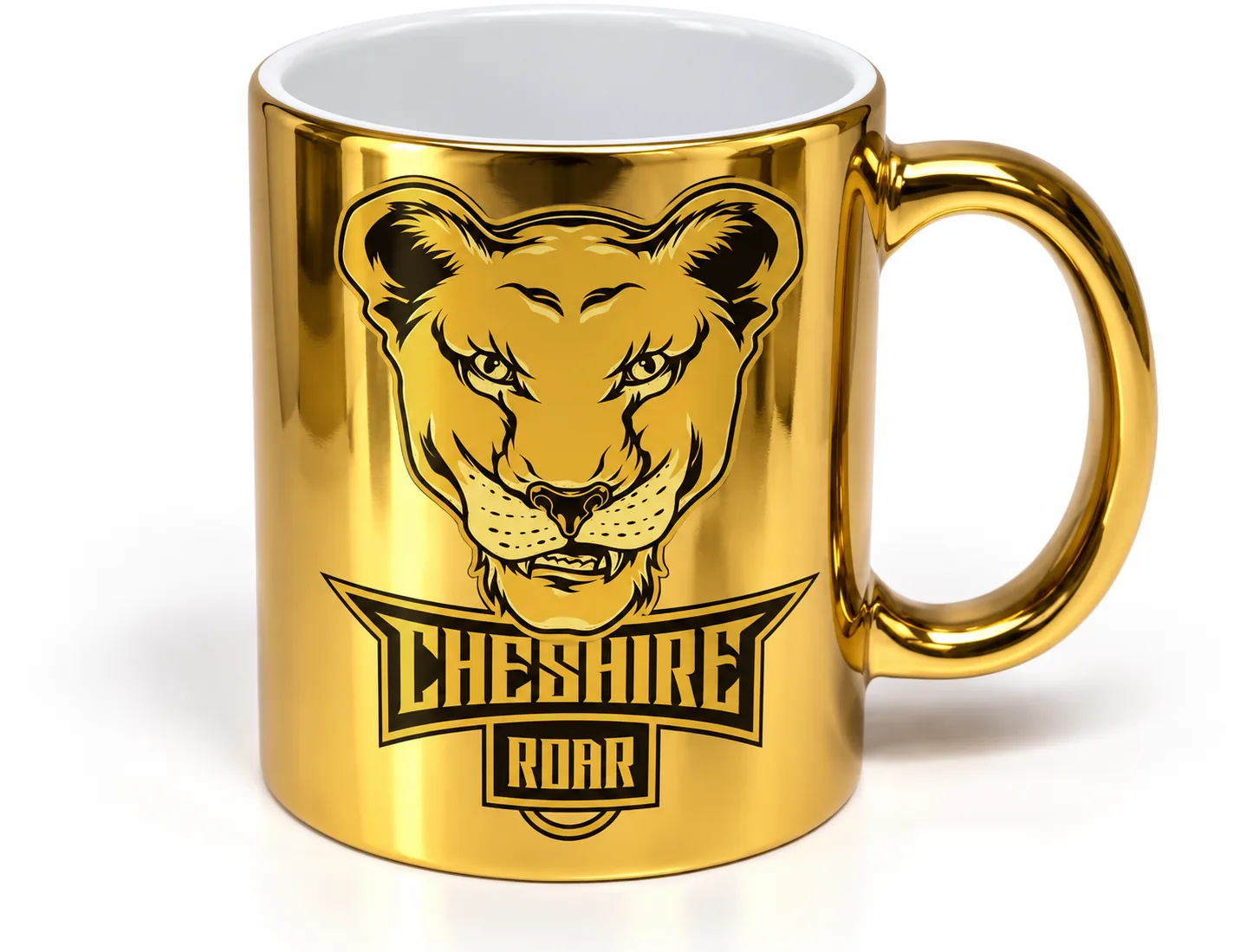 logo chrome gold mug